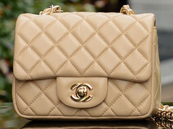 Chanel Classic MINI Flap Bag Apricot Sheepskin A37585 Gold
