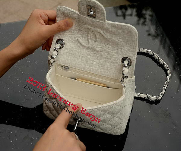 Chanel Classic MINI Flap Bag White Cannage Pattern A1115 Silver Chanel Classic MINI Flap Bag White Cannage Pattern A1115 Silver