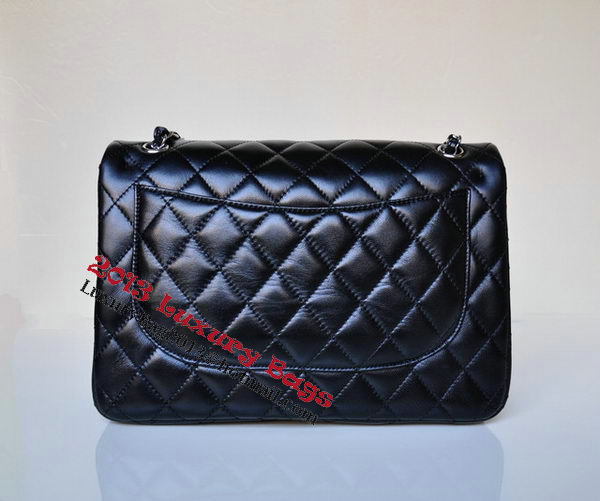 Chanel Jumbo Quilted Classic Black Sheepskin Flap Bag A58600 Silver Chanel Jumbo Quilted Classic Black Sheepskin Flap Bag A58600 Silver