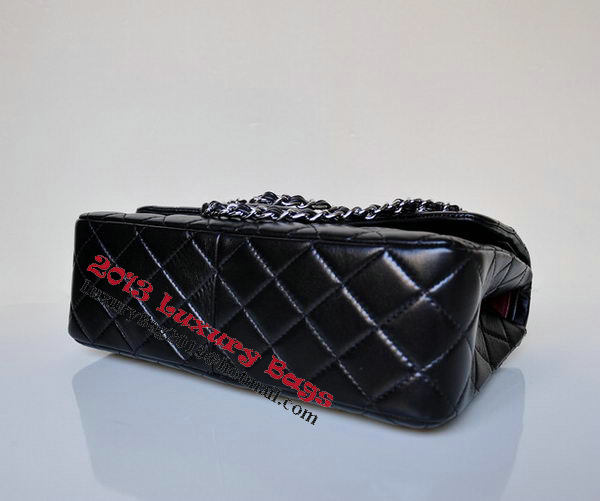 Chanel Jumbo Quilted Classic Black Sheepskin Flap Bag A58600 Silver Chanel Jumbo Quilted Classic Black Sheepskin Flap Bag A58600 Silver