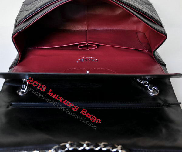 Chanel Jumbo Quilted Classic Black Sheepskin Flap Bag A58600 Silver Chanel Jumbo Quilted Classic Black Sheepskin Flap Bag A58600 Silver