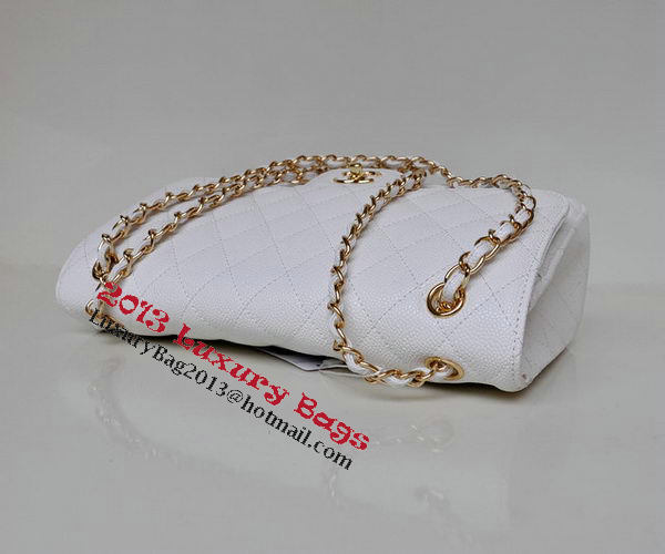 Chanel Jumbo Quilted Classic Flap Bag White Cannage Patterns A58600 Gold Chanel Jumbo Quilted Classic Flap Bag White Cannage Patterns A58600 Gold