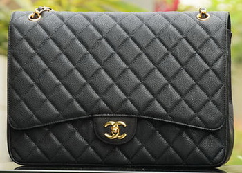 Chanel Maxi Quilted Classic Flap Bag Black Cannage Patterns A58601 Gold Chanel Maxi Quilted Classic Flap Bag Black Cannage Patterns A58601 Gold