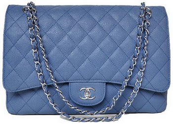 Chanel Maxi Quilted Classic Flap Bag Blue Cannage Patterns A58601 Silver Chanel Maxi Quilted Classic Flap Bag Blue Cannage Patterns A58601 Silver