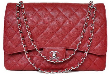 Chanel Maxi Quilted Classic Flap Bag Burgundy Cannage Patterns A58601 Silver Chanel Maxi Quilted Classic Flap Bag Burgundy Cannage Patterns A58601 Silver