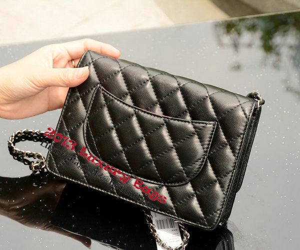 Chanel mini Flap Bag Black Sheepskin Leather A33814 Silver Chanel mini Flap Bag Black Sheepskin Leather A33814 Silver