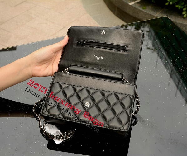 Chanel mini Flap Bag Black Sheepskin Leather A33814 Silver Chanel mini Flap Bag Black Sheepskin Leather A33814 Silver