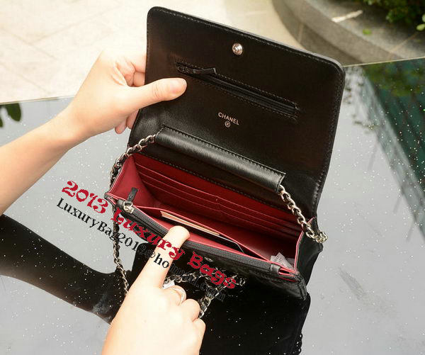 Chanel mini Flap Bag Black Sheepskin Leather A33814 Silver Chanel mini Flap Bag Black Sheepskin Leather A33814 Silver