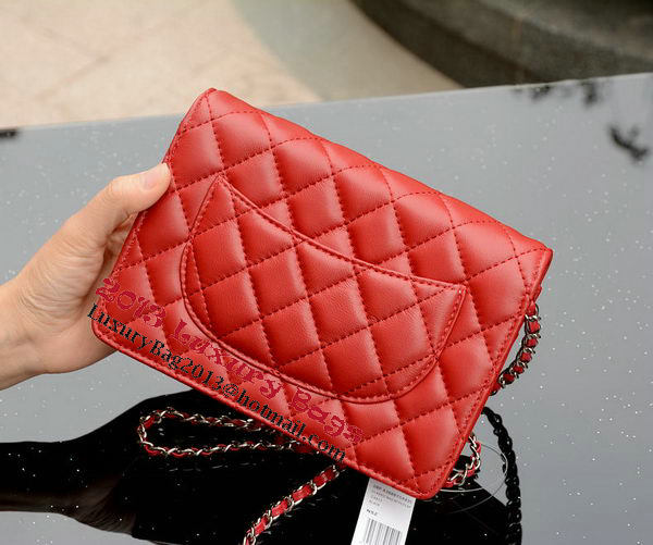 Chanel mini Flap Bag Red Sheepskin Leather A33814 Silver Chanel mini Flap Bag Red Sheepskin Leather A33814 Silver