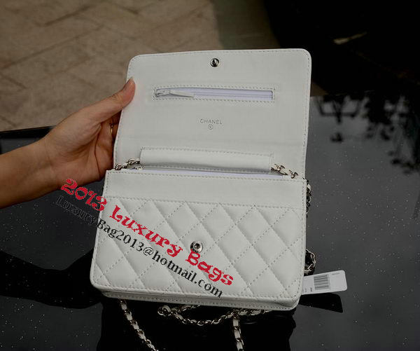 Chanel mini Flap Bag White Sheepskin Leather A33814 Silver Chanel mini Flap Bag White Sheepskin Leather A33814 Silver