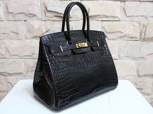 Hermes Birkin 30CM Tote Bags Black Iridescent Croco Leather Gold Hermes Birkin 30CM Tote Bags Black Iridescent Croco Leather Gold