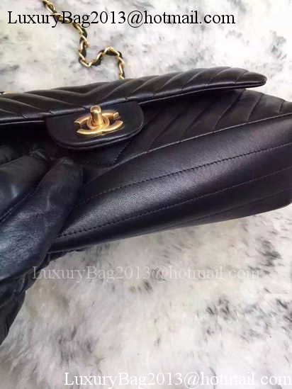 Chanel 2.55 Series Flap Bag Lambskin Chevron Leather A05475 Black Chanel 2.55 Series Flap Bag Lambskin Chevron Leather A05475 Black
