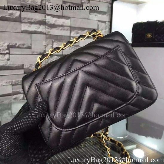 Chanel Classic mini Flap Bag Black Chevron Sheepskin Leather A68748 Gold Chanel Classic mini Flap Bag Black Chevron Sheepskin Leather A68748 Gold