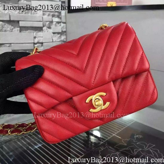 Chanel Classic mini Flap Bag Chevron Sheepskin Leather A68748 Red Chanel Classic mini Flap Bag Chevron Sheepskin Leather A68748 Red
