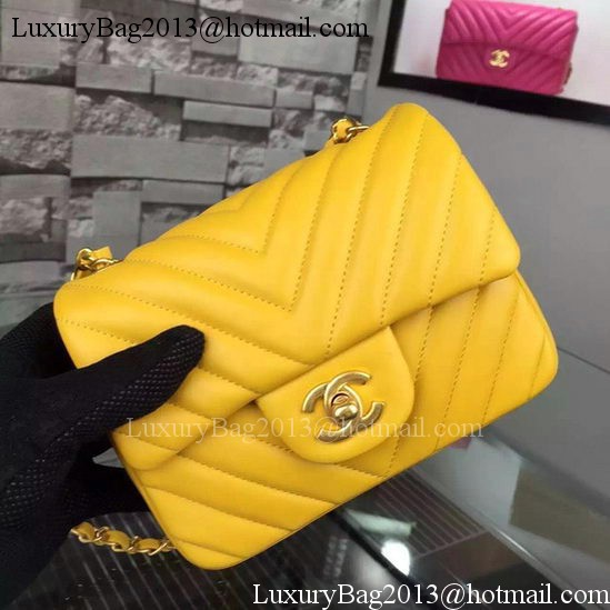 Chanel Classic mini Flap Bag Chevron Sheepskin Leather A68748 Yellow Chanel Classic mini Flap Bag Chevron Sheepskin Leather A68748 Yellow