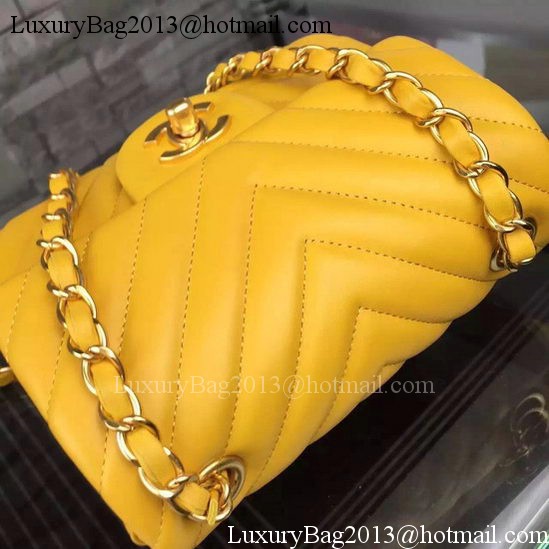 Chanel Classic mini Flap Bag Chevron Sheepskin Leather A68748 Yellow Chanel Classic mini Flap Bag Chevron Sheepskin Leather A68748 Yellow