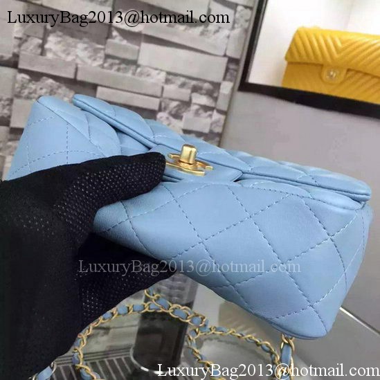 Chanel Classic mini Flap Bag SkyBlue Sheepskin Leather A67350 Gold Chanel Classic mini Flap Bag SkyBlue Sheepskin Leather A67350 Gold