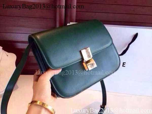 Celine Classic Box Flap Bag Calfskin Leather C2263 Green Celine Classic Box Flap Bag Calfskin Leather C2263 Green