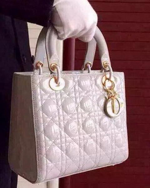 Dior Small Lady Dior Bag Patent Leather CD5502 Grey