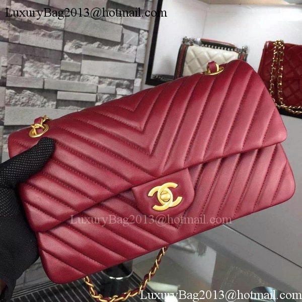 Chanel 2.55 Series Flap Bag Burgundy Lambskin Chevron Leather A5023 Gold Chanel 2.55 Series Flap Bag Burgundy Lambskin Chevron Leather A5023 Gold