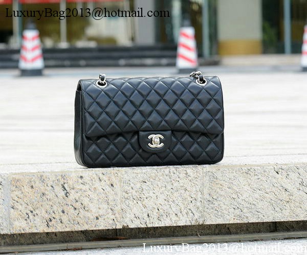 Chanel 2.55 Series Flap Bag Black Sheepskin Leather A1112 Silver Chanel 2.55 Series Flap Bag Black Sheepskin Leather A1112 Silver