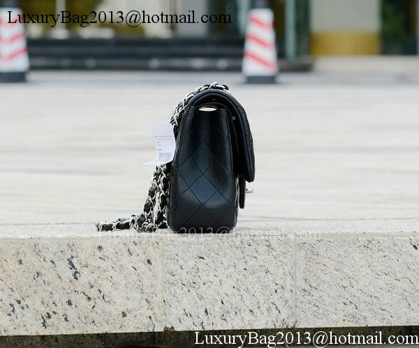 Chanel 2.55 Series Flap Bag Black Sheepskin Leather A1112 Silver Chanel 2.55 Series Flap Bag Black Sheepskin Leather A1112 Silver