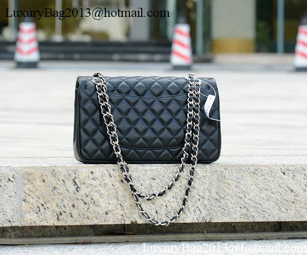 Chanel 2.55 Series Flap Bag Black Sheepskin Leather A1112 Silver Chanel 2.55 Series Flap Bag Black Sheepskin Leather A1112 Silver