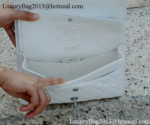 Chanel 2.55 Series Flap Bag White Cannage Pattern A1112 Silver Chanel 2.55 Series Flap Bag White Cannage Pattern A1112 Silver