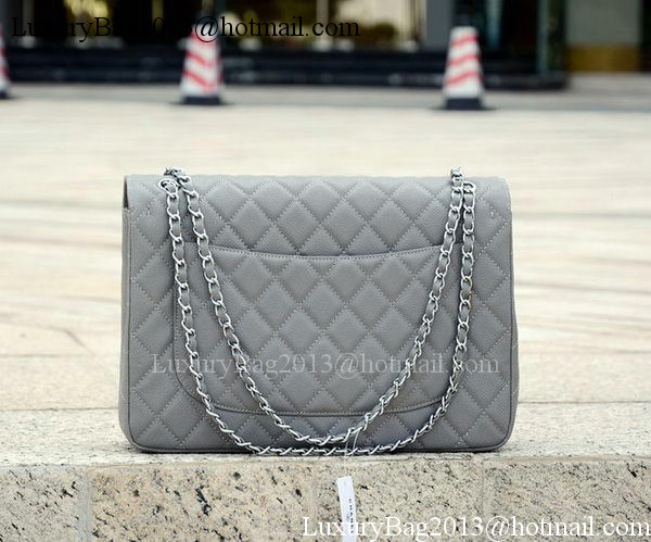 Chanel Maxi Quilted Classic Flap Bag Grey Cannage Pattern A58601 Silver Chanel Maxi Quilted Classic Flap Bag Grey Cannage Pattern A58601 Silver