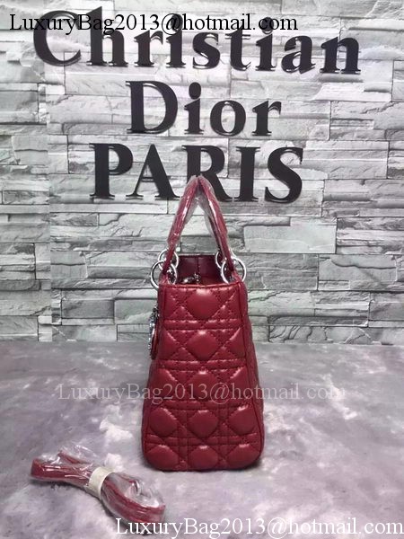Dior Small Lady Dior Bag Sheepskin Leather CD6322 Burgundy