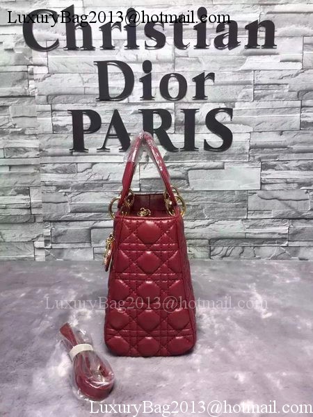 Dior Small Lady Dior Bag Sheepskin Leather CD6322 Burgundy