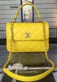 Chanel Classic Top Flap Bag Original Sheepskin Leather A92236 Yellow Chanel Classic Top Flap Bag Original Sheepskin Leather A92236 Yellow
