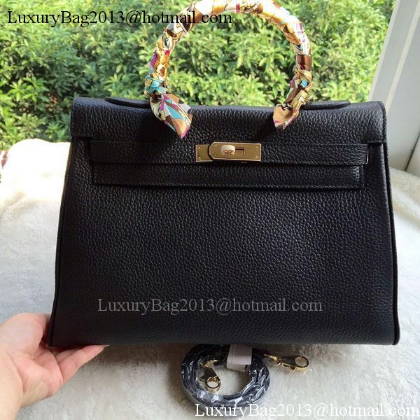 Hermes Kelly 32cm Shoulder Bag Black Calfskin Leather K32CL Gold Hermes Kelly 32cm Shoulder Bag Black Calfskin Leather K32CL Gold