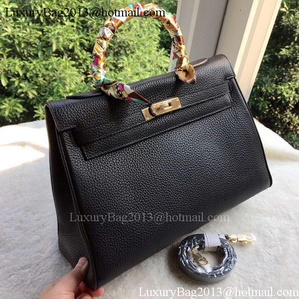 Hermes Kelly 32cm Shoulder Bag Black Calfskin Leather K32CL Gold Hermes Kelly 32cm Shoulder Bag Black Calfskin Leather K32CL Gold
