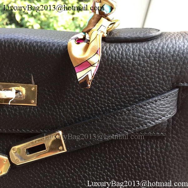 Hermes Kelly 32cm Shoulder Bag Black Calfskin Leather K32CL Gold Hermes Kelly 32cm Shoulder Bag Black Calfskin Leather K32CL Gold