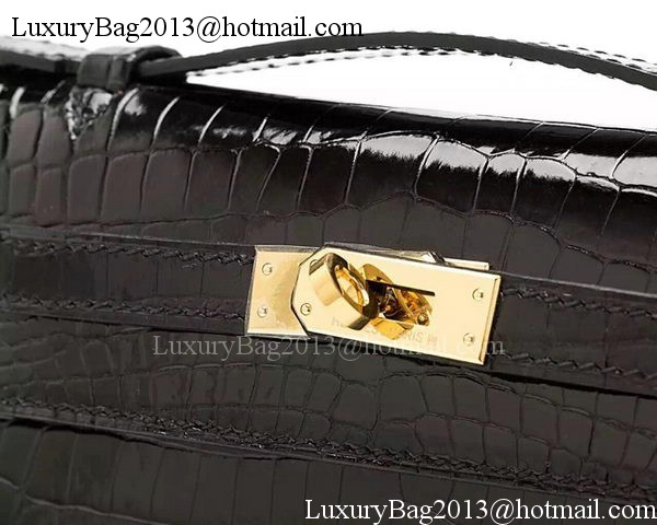 Hermes MINI Kelly 22cm Clutch Croco Leather KL22 Black Hermes MINI Kelly 22cm Clutch Croco Leather KL22 Black