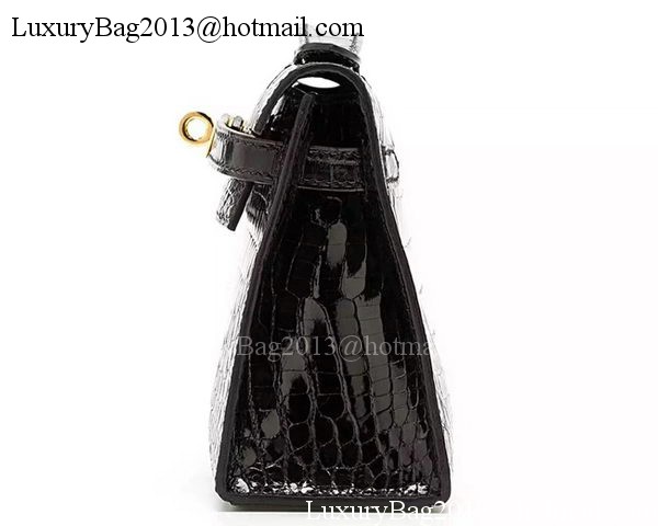 Hermes MINI Kelly 22cm Clutch Croco Leather KL22 Black Hermes MINI Kelly 22cm Clutch Croco Leather KL22 Black