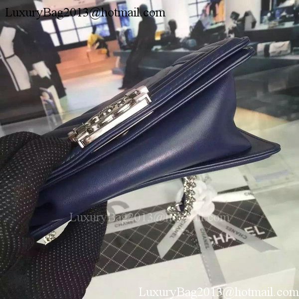 Boy Chanel mini Flap Bag Original Chevron Nubuck Leather A5707 Royal