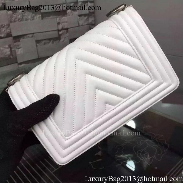 Boy Chanel mini Flap Bag Original Chevron Nubuck Leather A5707 White Boy Chanel mini Flap Bag Original Chevron Nubuck Leather A5707 White