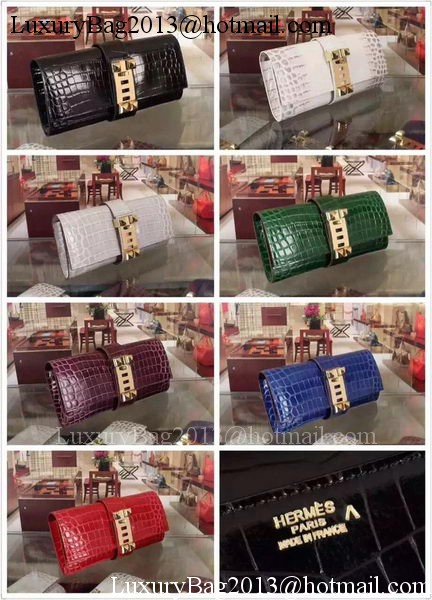 Hermes Croco Leather Clutch H88017 Red