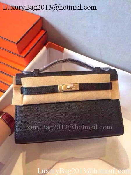 Hermes MINI Kelly 22cm Tote Bag Calfskin Leather K22 Black