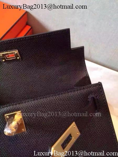 Hermes MINI Kelly 22cm Tote Bag Calfskin Leather K22 Black