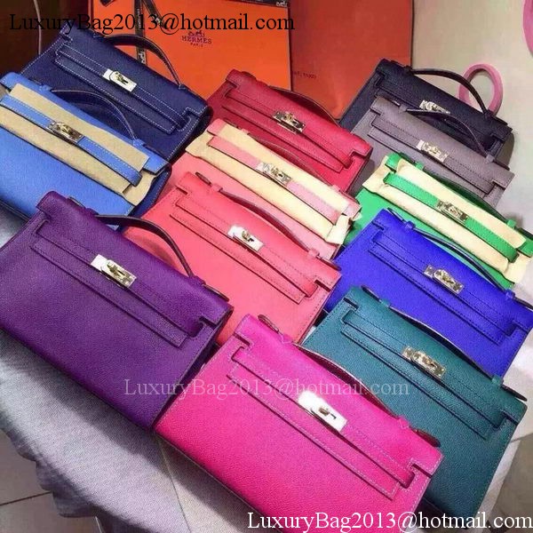 Hermes MINI Kelly 22cm Tote Bag Calfskin Leather K22 Blue Hermes MINI Kelly 22cm Tote Bag Calfskin Leather K22 Blue