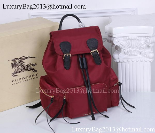 Burberry Large Backpack Fabric BU41048 Red Burberry Large Backpack Fabric BU41048 Red