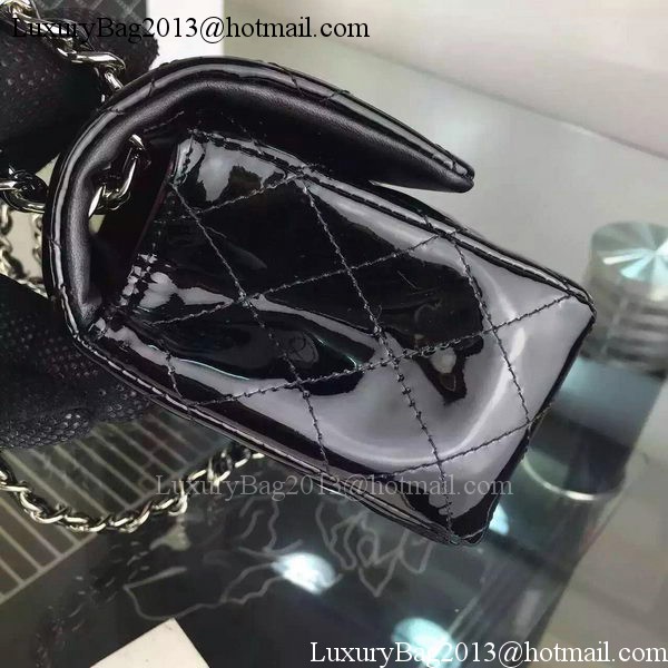 Chanel 2.55 Series Double Flap Bag Black Original Patent Leather CF7024 Silver Chanel 2.55 Series Double Flap Bag Black Original Patent Leather CF7024 Silver