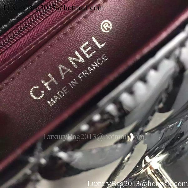 Chanel 2.55 Series Double Flap Bag Black Original Patent Leather CF7024 Silver Chanel 2.55 Series Double Flap Bag Black Original Patent Leather CF7024 Silver