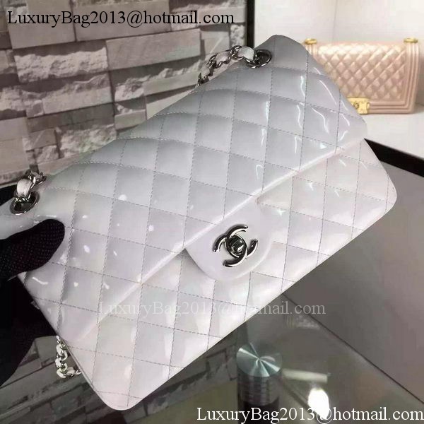 Chanel 2.55 Series Double Flap Bag White Original Patent Leather CF7024 Silver Chanel 2.55 Series Double Flap Bag White Original Patent Leather CF7024 Silver