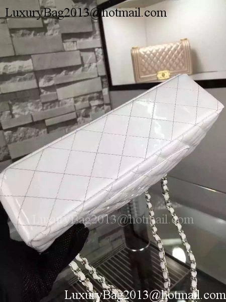Chanel 2.55 Series Double Flap Bag White Original Patent Leather CF7024 Silver Chanel 2.55 Series Double Flap Bag White Original Patent Leather CF7024 Silver