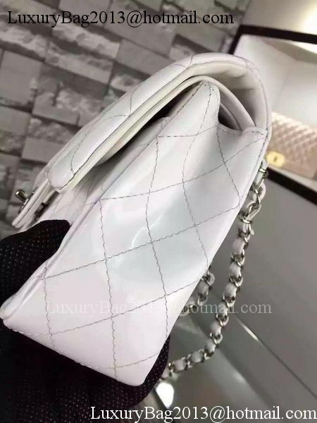 Chanel 2.55 Series Double Flap Bag White Original Patent Leather CF7024 Silver Chanel 2.55 Series Double Flap Bag White Original Patent Leather CF7024 Silver