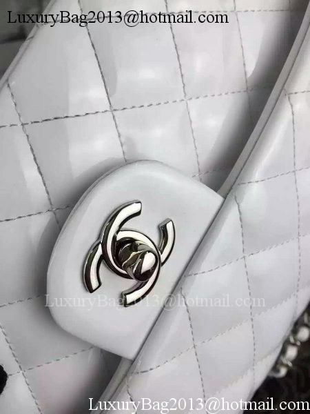 Chanel 2.55 Series Double Flap Bag White Original Patent Leather CF7024 Silver Chanel 2.55 Series Double Flap Bag White Original Patent Leather CF7024 Silver